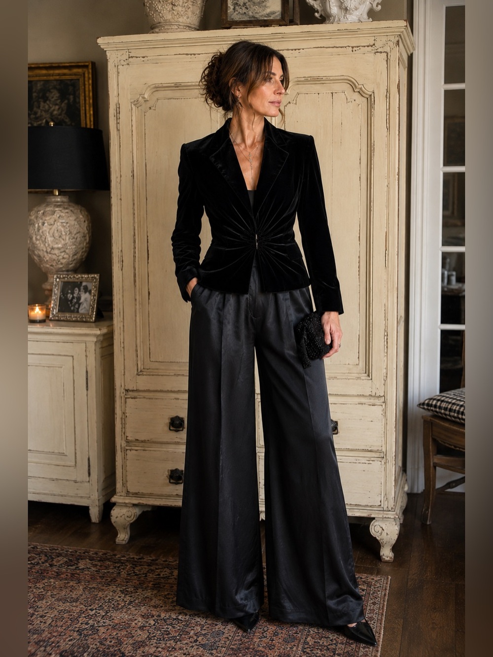 NWT J Peterman Black Silk Velvet Ruched Waist Blazer Evening Jacket Women’s 12